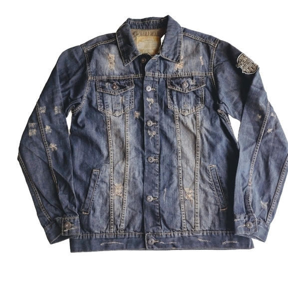 Vintage Escapism XL Distressed Denim Jacket 1980's New Deadstock Blue Jean Rare!